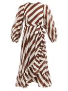 Matchesfashion.com Zimmermann - Lulu Striped Belted Cotton Midi Dress - Womens - Brown Stripe