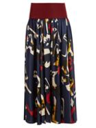 Matchesfashion.com Roksanda - Jeira Graphic Print Skirt - Womens - Navy Multi