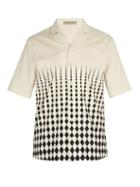 Matchesfashion.com Bottega Veneta - Cuban Collar Diamond Print Cotton Shirt - Mens - White Multi