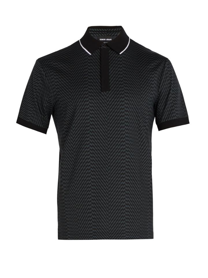 Giorgio Armani Zigzag-print Polo Shirt