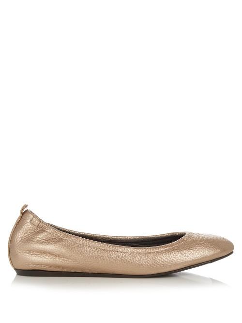 Lanvin Metallic Grained-leather Ballet Flats