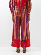 Rianna + Nina - Striped Vintage-silk Wide-leg Trousers - Womens - Multi