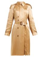 Matchesfashion.com Burberry - Double Breasted Silk Satin Trench Coat - Womens - Beige
