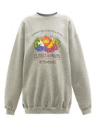Ladies Rtw Vetements - Cutest Of The Fruits-print Jersey Sweatshirt - Womens - Grey