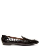 Matchesfashion.com Aquazzura - Purist Crocodile Effect Leather Loafers - Womens - Black