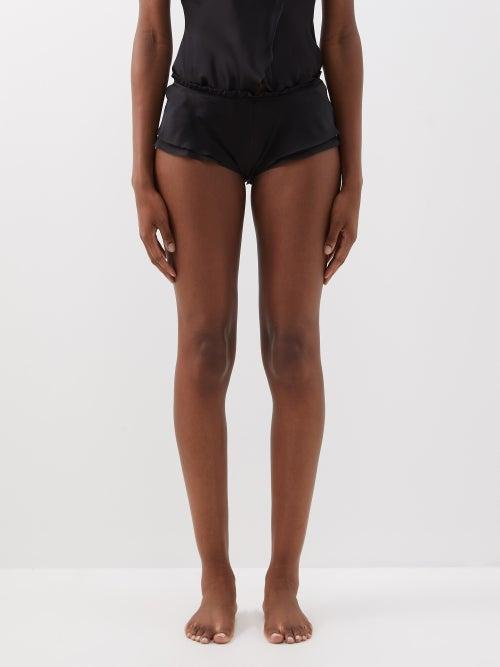 Carine Gilson - Layered Silk-satin Shorts - Womens - Black