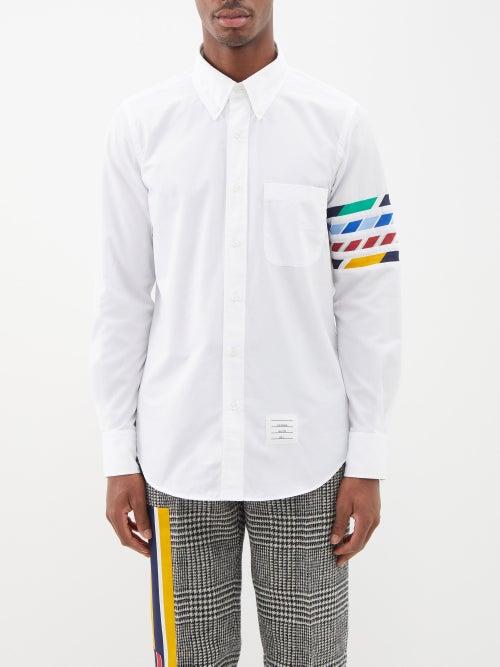 Thom Browne - Four Bar-patchwork Cotton-poplin Shirt - Mens - White