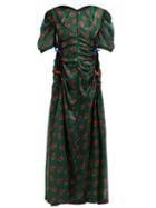 Matchesfashion.com Toga - Floral Print Ruched Cut Out Maxi Dress - Womens - Green Print