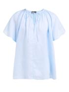 Matchesfashion.com Joseph - Rita Gathered Voile Blouse - Womens - Blue