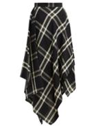 Matchesfashion.com Vivienne Westwood - Tartan Handkerchief Hem Linen Midi Skirt - Womens - Black Multi