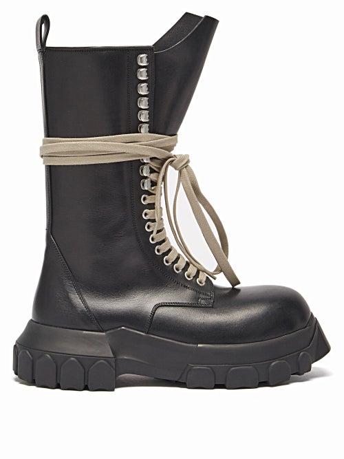 Matchesfashion.com Rick Owens - Bozo Tractor Leather Calf-high Boots - Womens - Black
