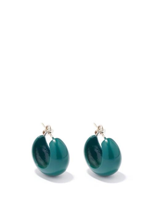 Isabel Marant - Sculpted-resin Small Hoop Earrings - Womens - Dark Green