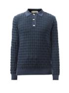 Namacheko - Diamond-knit Merino Wool Polo Shirt - Mens - Navy