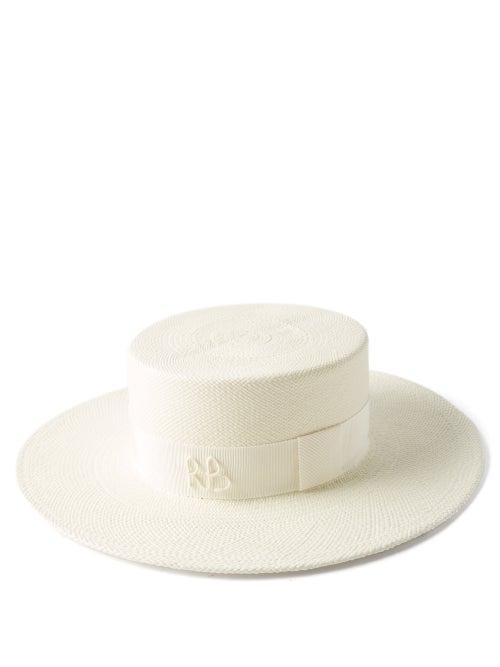 Ruslan Baginskiy - Logo-embroidered Straw Boater Hat - Womens - White