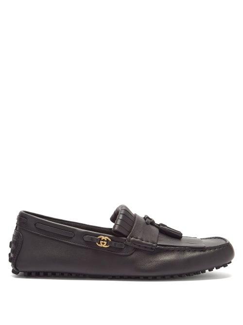 Matchesfashion.com Gucci - Ayrton Fringed Leather Loafers - Mens - Black