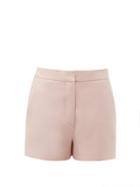 Matchesfashion.com Valentino - High Rise Wool Blend Crepe Shorts - Womens - Pink