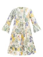 Matchesfashion.com La Doublej - Short Jennifer Jane Botanical-print Cotton Dress - Womens - White Print