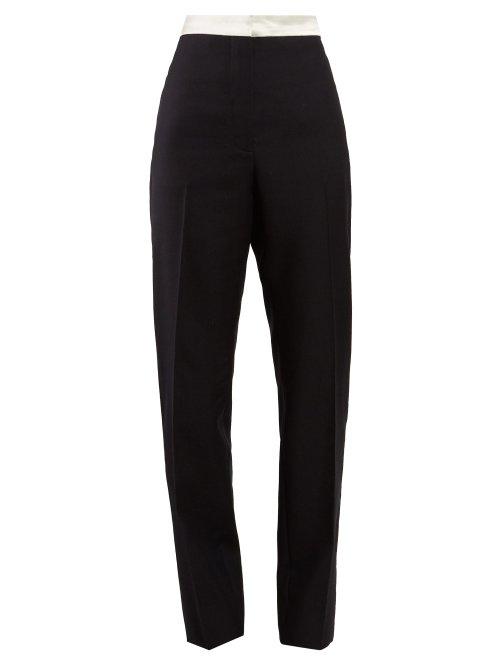 Matchesfashion.com Loewe - High Waisted Tuxedo Wool Trousers - Womens - Black White