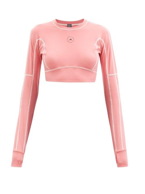 Adidas By Stella Mccartney - Truestrength Long-sleeved Cropped Top - Womens - Light Pink