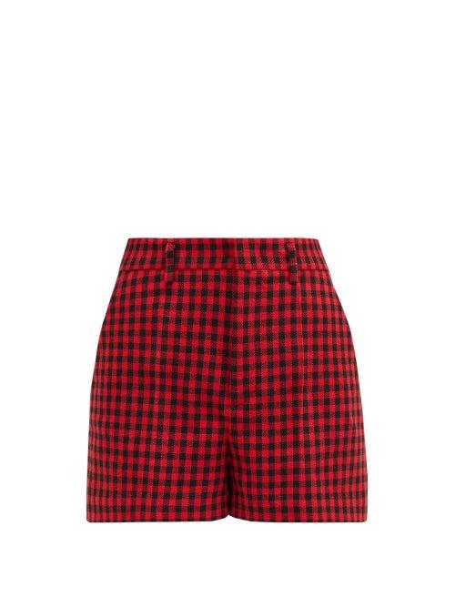 Matchesfashion.com Redvalentino - High-rise Houndstooth Shorts - Womens - Red