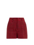 Matchesfashion.com Redvalentino - High-rise Houndstooth Shorts - Womens - Red