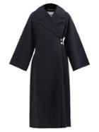 Ganni - Belted Recycled Wool-blend Coat - Womens - Dark Navy