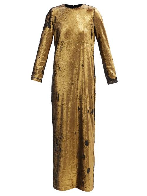 Marques'almeida - Upcycled Sequinned Gown - Womens - Black Gold