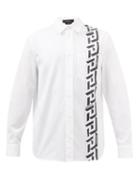 Versace - La Greca-print Cotton-poplin Shirt - Mens - White
