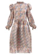 Horror Vacui - Claire Paisley-print Cotton-poplin Dress - Womens - Blue Multi