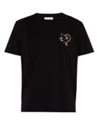 Matchesfashion.com Saint Laurent - Snake, Rose And Heart Print Crew Neck T Shirt - Mens - Black