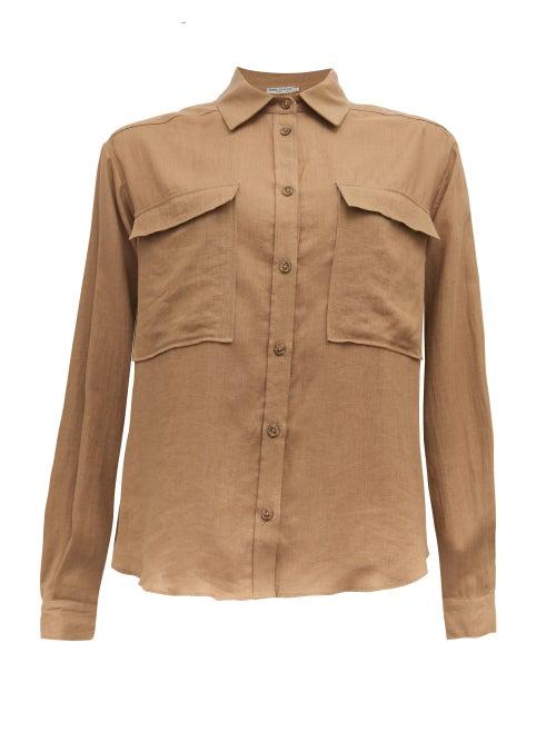 Matchesfashion.com Three Graces London - Willow Safari Linen Shirt - Womens - Khaki