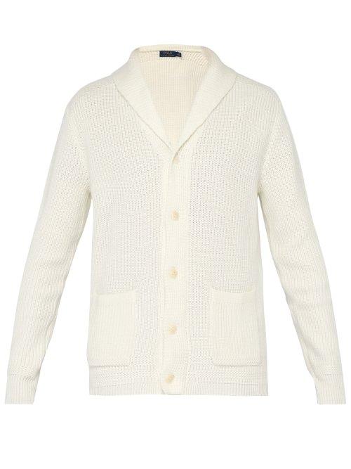 Matchesfashion.com Polo Ralph Lauren - Shawl Collar Ribbed Knit Cotton Cardigan - Mens - White