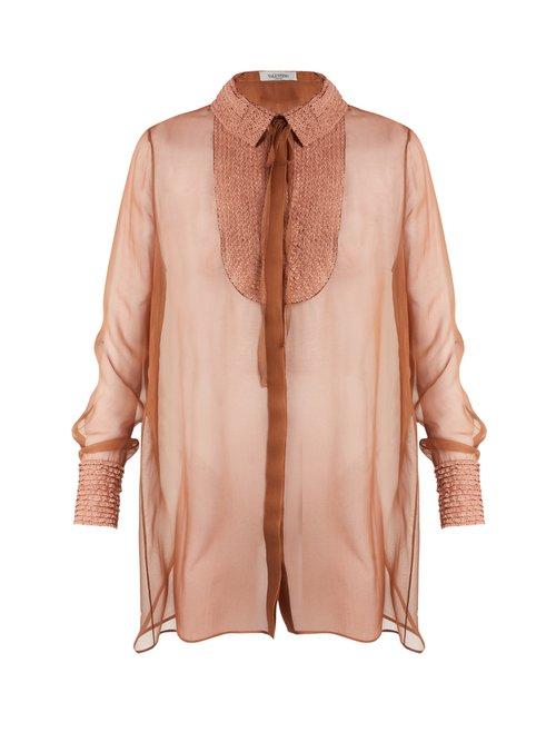 Matchesfashion.com Valentino - Semi Sheer Silk Chiffon Blouse - Womens - Nude