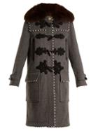 Matchesfashion.com Altuzarra - Gardano Faux Pearl Embellished Wool Coat - Womens - Dark Grey