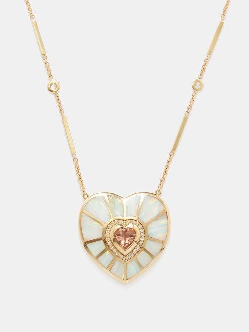 Jacquie Aiche - Diamond, Opal, Morganite & 14kt Gold Necklace - Womens - Blue Multi