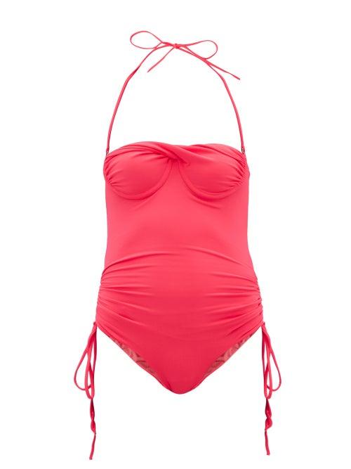 Ladies Beachwear Isa Boulder - Tornado Halterneck Twist-front Swimsuit - Womens - Pink