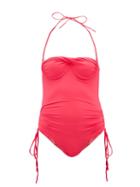 Ladies Beachwear Isa Boulder - Tornado Halterneck Twist-front Swimsuit - Womens - Pink