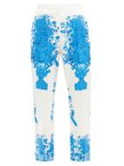 Matchesfashion.com Valentino - Delft-print Silk-twill Trousers - Womens - Blue White