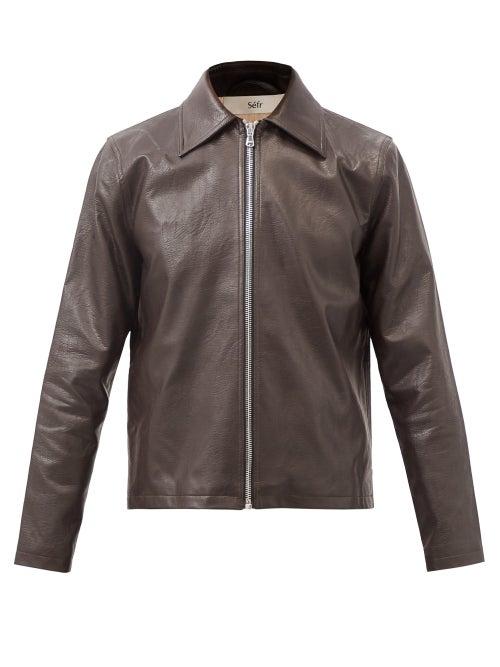 Sfr - Truth Faux-leather Jacket - Mens - Dark Brown