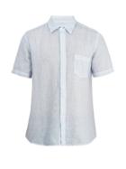 Matchesfashion.com 120% Lino - Short Sleeved Linen Shirt - Mens - Light Blue