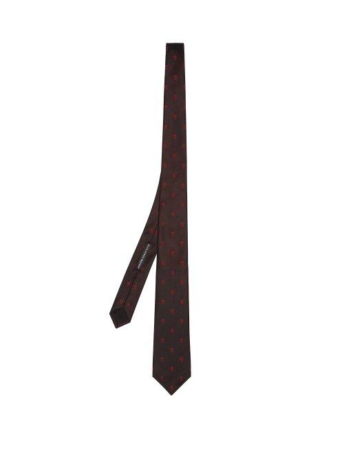 Matchesfashion.com Alexander Mcqueen - Skull Embroidered Tie - Mens - Black Red