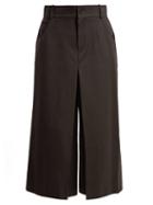 Matchesfashion.com Chlo - High Rise Wide Leg Wool Blend Cropped Trousers - Womens - Black