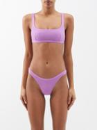 Matteau - The Nineties Crop Recycled-fibre Bikini Top - Womens - Bright Pink