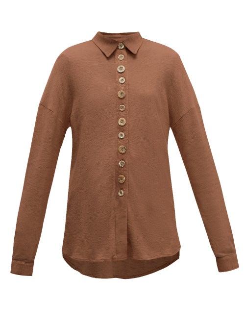 Matchesfashion.com Albus Lumen - Petram Traveller Oversized Cotton Blend Shirt - Womens - Brown