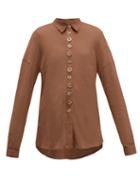 Matchesfashion.com Albus Lumen - Petram Traveller Oversized Cotton Blend Shirt - Womens - Brown