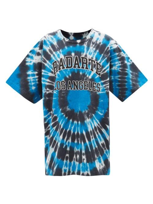 Radarte - Logo-print Tie-dye Cotton-jersey T-shirt - Womens - Blue Multi