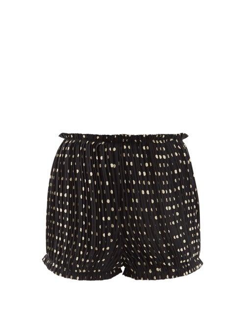 Ladies Rtw Khaite - Hilary Pleated Polka-dot Silk Shorts - Womens - Black White