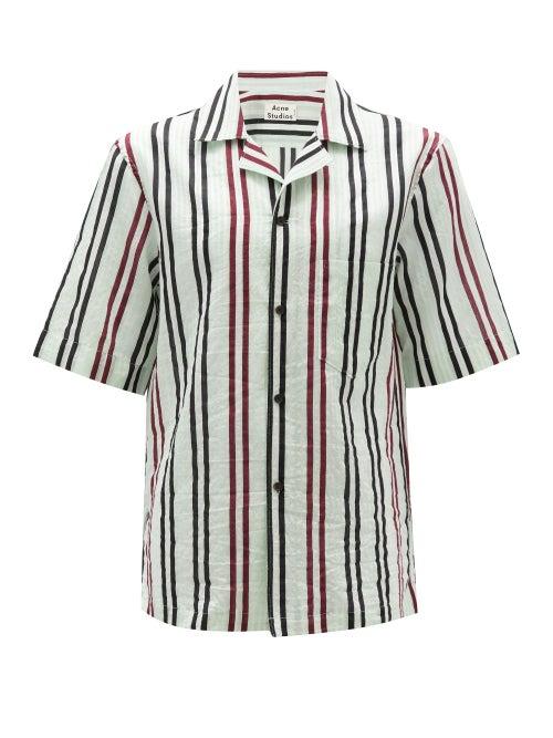 Matchesfashion.com Acne Studios - Sheer Stripe Cottond-blend Bowling Shirt - Mens - Green