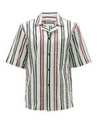 Matchesfashion.com Acne Studios - Sheer Stripe Cottond-blend Bowling Shirt - Mens - Green