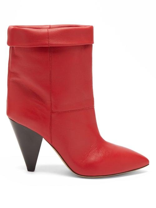 Matchesfashion.com Isabel Marant - Luido Leather Ankle Boots - Womens - Red